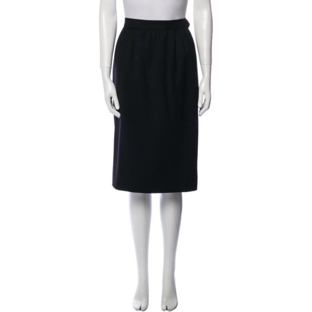 YVES SAINT LAURENT 100% WOOL Skirt Black Size 38 FRANCE MADE Vintage Rive Gauche